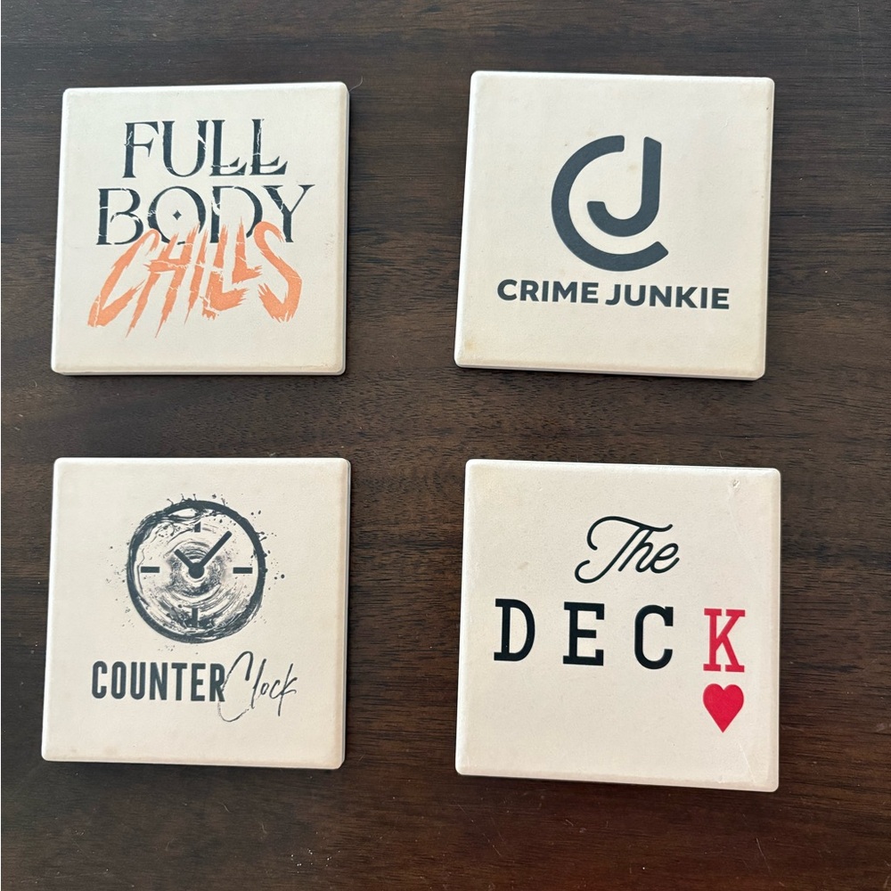 Crime Junkie Podcast Coaster Set – 4 Stone Coasters (Audiochuck Network)